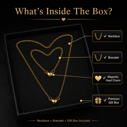 Magnetic Heart Necklace & Bracelet Gift Set For Her | DearHer